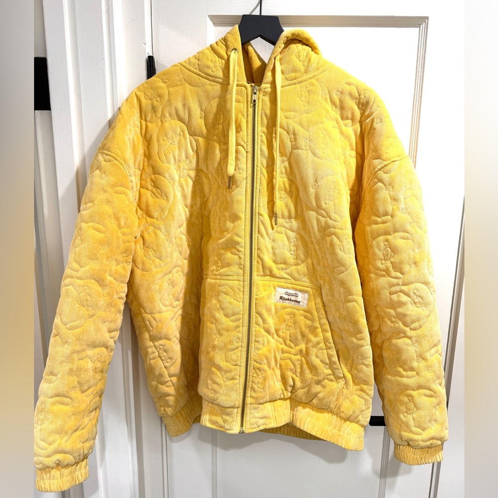 Rilakkuma Kiiroitori Quilted Puffer Hooded Jacket - Yellow